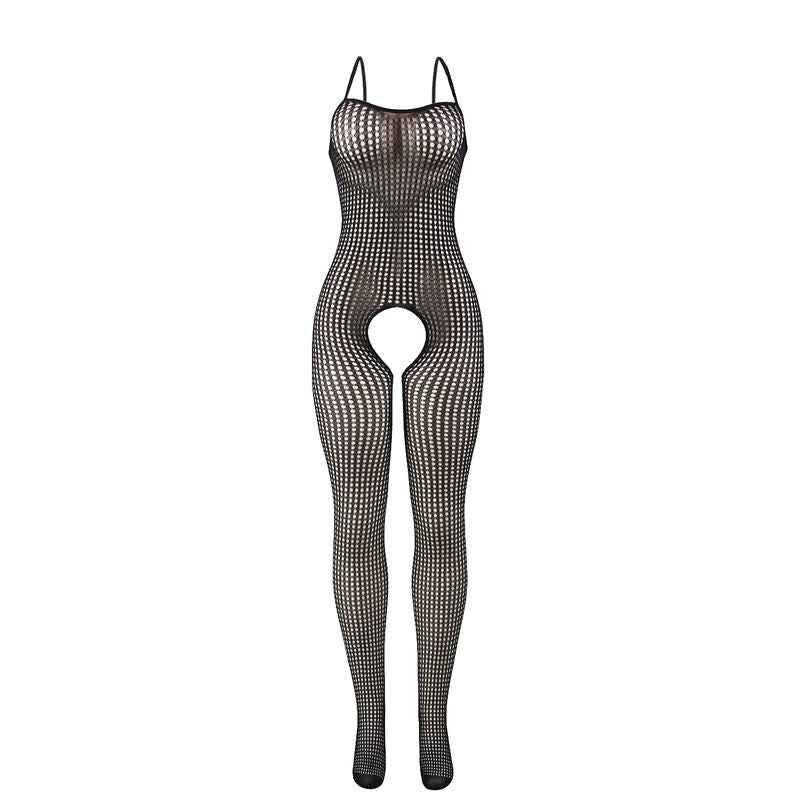 SUBBLIME - 951726 SCHWARZER ELASTISCHER NETZ-BODYSTOCKING MIT SCHRITTFREIEM UNTERTEIL EINE GRÖSSE - Vanelion Paradise