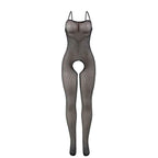 SUBBLIME - 951726 SCHWARZER ELASTISCHER NETZ-BODYSTOCKING MIT SCHRITTFREIEM UNTERTEIL EINE GRÖSSE - Vanelion Paradise