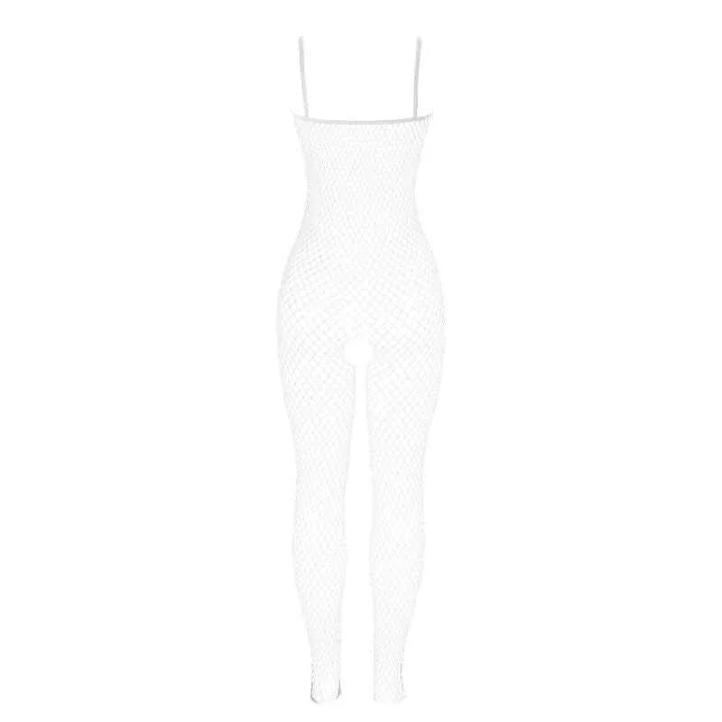 SUBBLIME - 951740 BODYSTOCKING WEISSES NETZ MIT SCHLEIFEN IM SCHRITT EINE GRÖSSE - Vanelion Paradise