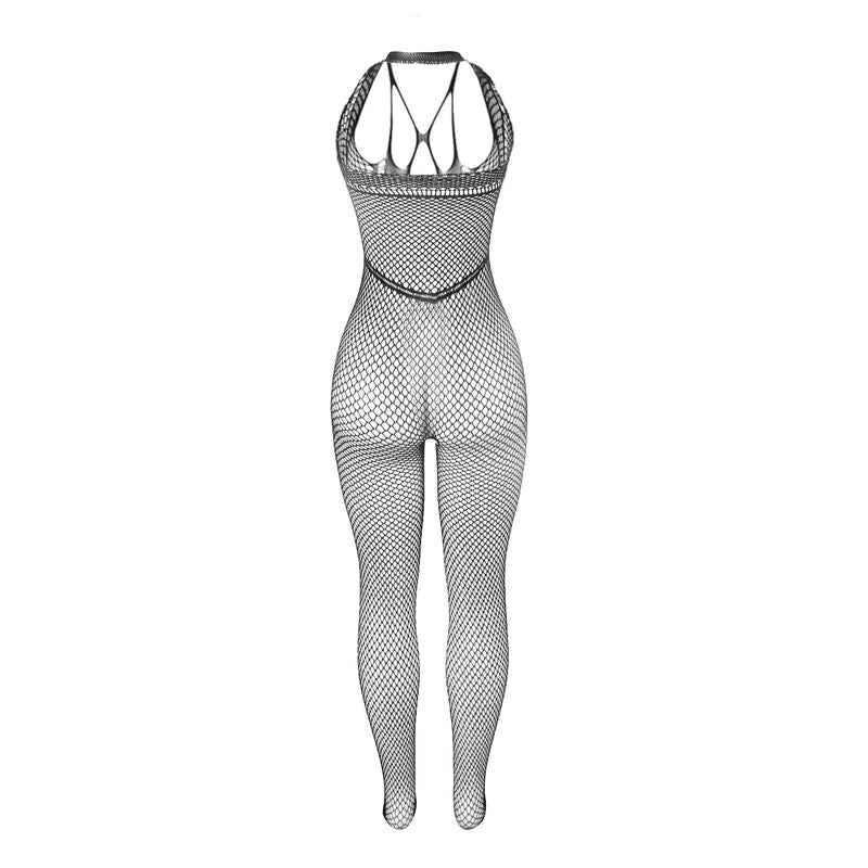 SUBBLIME - 951788 LANGER NETZ-BODYSTOCKING MIT RIEMEN AUF BRUST UND RÜCKEN SCHWARZ EINE GRÖSSE - Vanelion Paradise