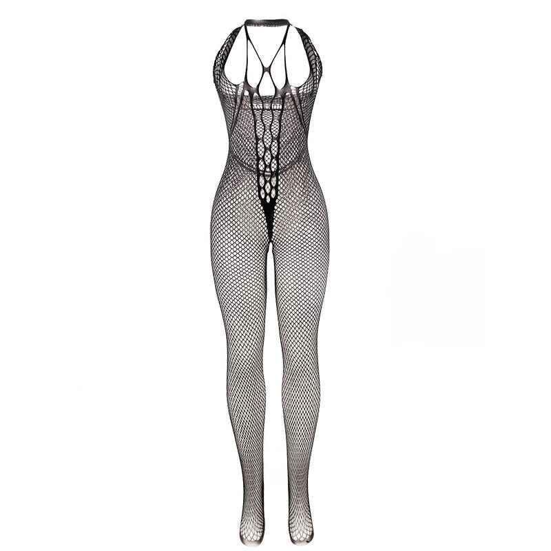 SUBBLIME - 951788 LANGER NETZ-BODYSTOCKING MIT RIEMEN AUF BRUST UND RÜCKEN SCHWARZ EINE GRÖSSE - Vanelion Paradise