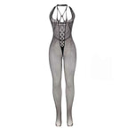 SUBBLIME - 951788 LANGER NETZ-BODYSTOCKING MIT RIEMEN AUF BRUST UND RÜCKEN SCHWARZ EINE GRÖSSE - Vanelion Paradise