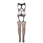 SUBBLIME - 951900 NETZ-BODYSTOCKING OHNE SCHRITT MIT CUPS UND OFFENEN SCHULTERN SCHWARZ EINE GRÖSSE - Vanelion Paradise