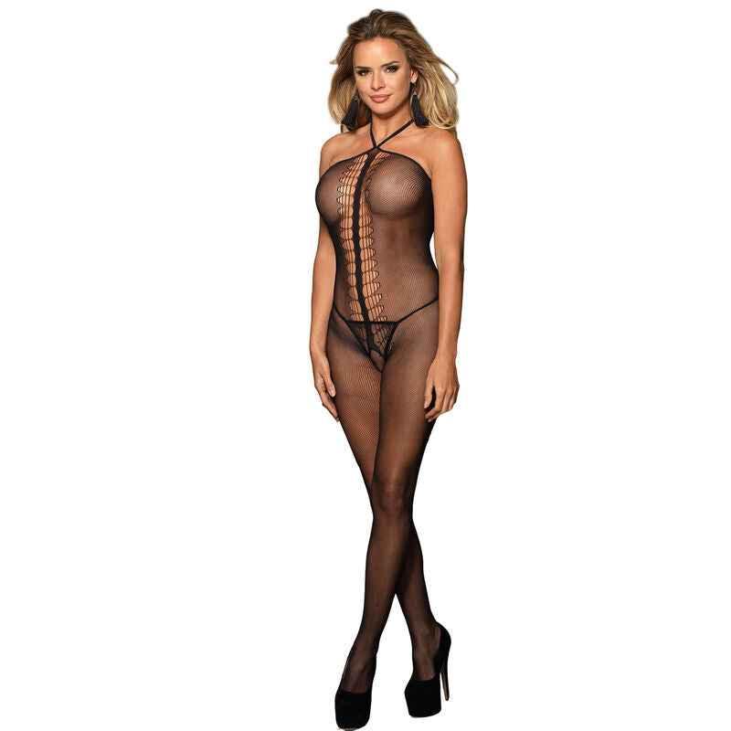 SUBBLIME - 951979 NETZ-BODYSTOCKING MIT SCHWARZEM HALTER-TOP EINE GRÖSSE - Vanelion Paradise
