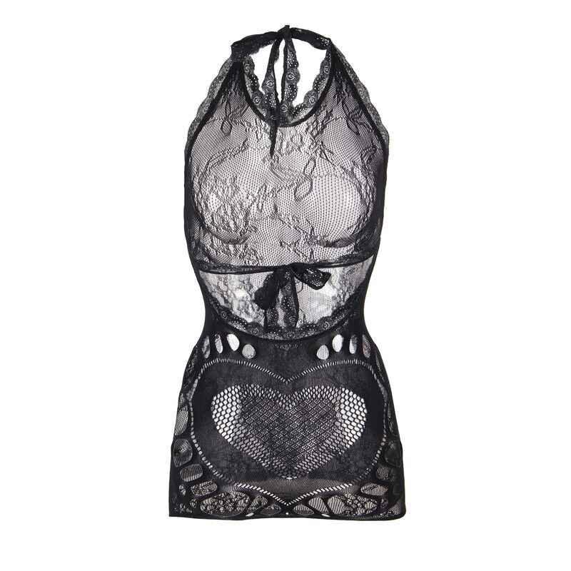 SUBBLIME - 952075 KURZES NETZKLEID MIT RÜCKEN UND HERZDETAIL SCHWARZ EINE GRÖSSE - Vanelion Paradise