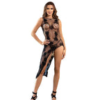 SUBBLIME - 952129 NETZ-BODYSTOCKING MIT KLEIDDESIGN UND BLUMENDETAILS SCHWARZ EINE GRÖSSE - Vanelion Paradise