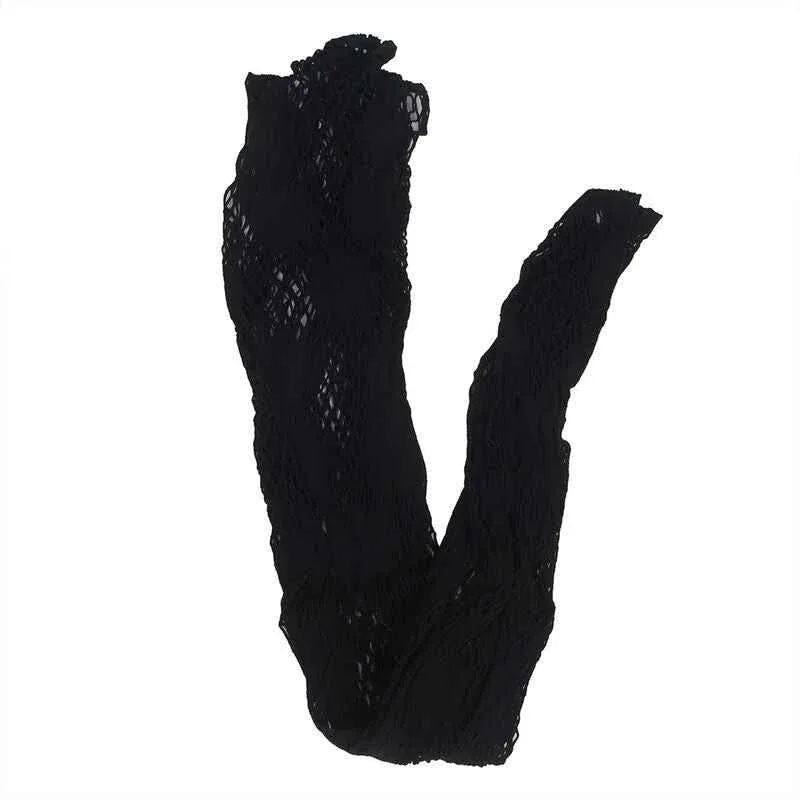 SUBBLIME - 952129 NETZ-BODYSTOCKING MIT KLEIDDESIGN UND BLUMENDETAILS SCHWARZ EINE GRÖSSE - Vanelion Paradise