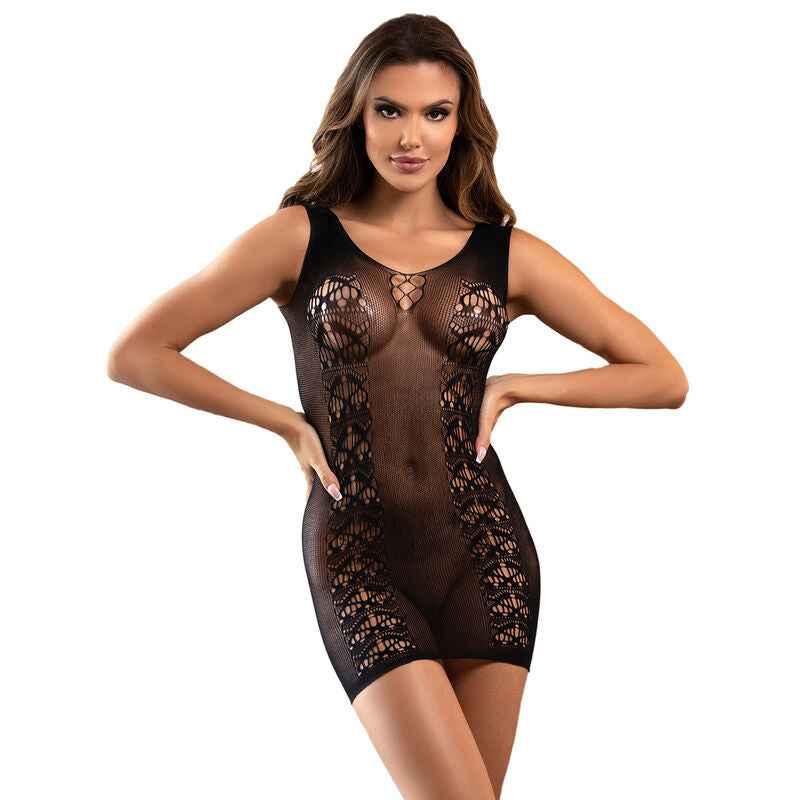 SUBBLIME - 952167 KURZER ELASTISCHER NETZ-KLEID SCHWARZ EINE GRÖSSE - Vanelion Paradise