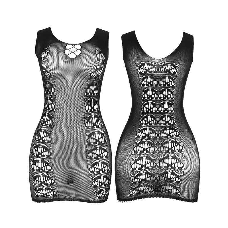 SUBBLIME - 952167 KURZER ELASTISCHER NETZ-KLEID SCHWARZ EINE GRÖSSE - Vanelion Paradise