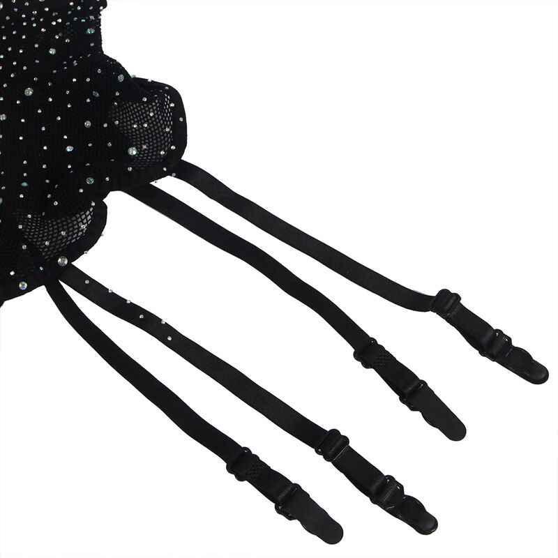 SUBBLIME - 952174 NETZ-BODYSTOCKING MIT HANDSCHUHEN UND DIAMANTEN SCHWARZ EINE GRÖSSE - Vanelion Paradise