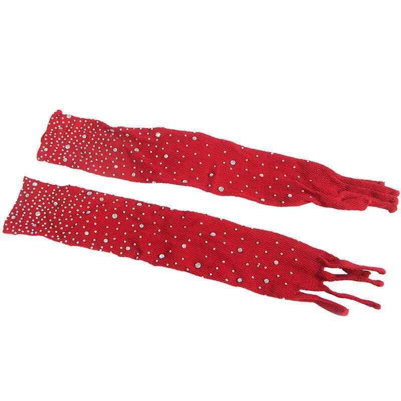 SUBBLIME - 952181 NETZ-BODYSTOCKING MIT HANDSCHUHEN UND DIAMANTEN ROT EINE GRÖSSE - Vanelion Paradise