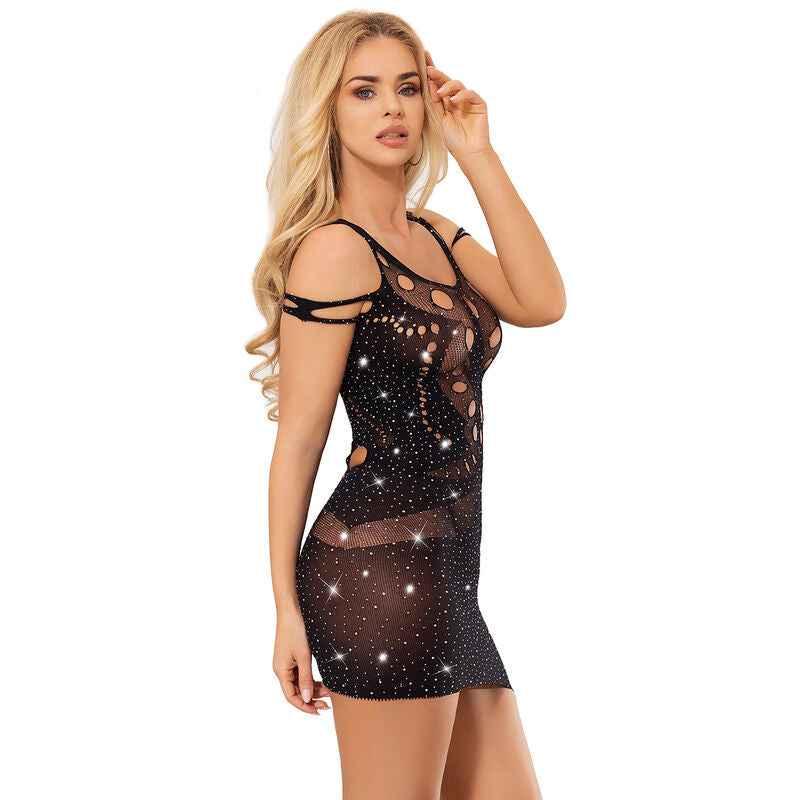 SUBBLIME - 952198 NETZ-KLEID MIT BRILLANTEN DIAMANTEN SCHWARZ EINE GRÖSSE - Vanelion Paradise