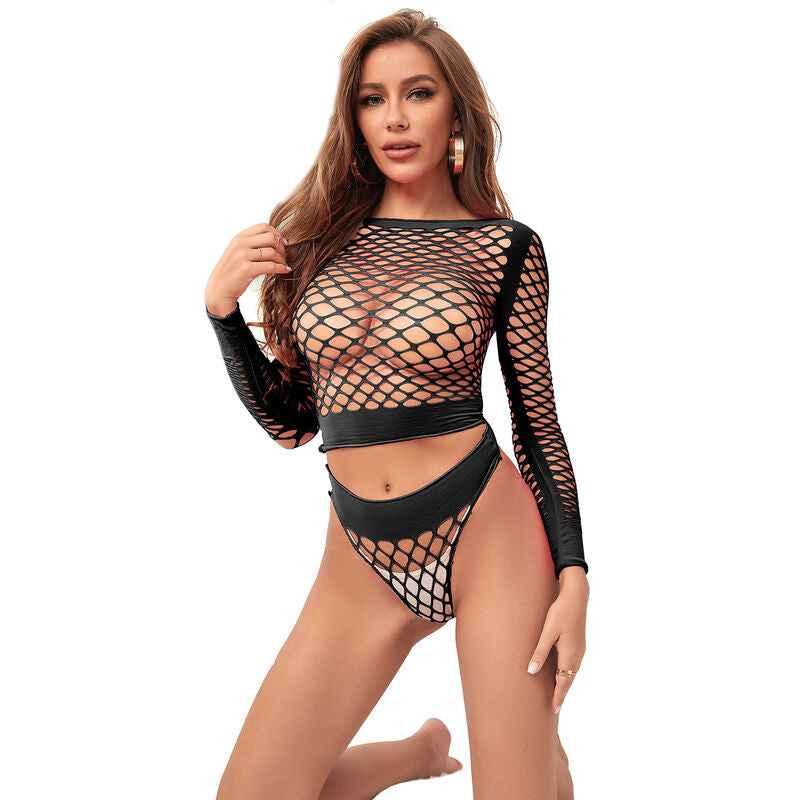 SUBBLIME - 952228 2-TEILIGER LANGRMELIGER NETZ-SATZ SCHWARZ EINE GRÖSSE - Vanelion Paradise