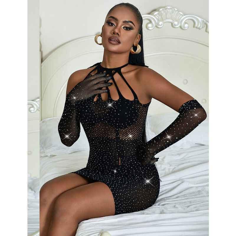 SUBBLIME - 952235 NETZKLEID MIT STRASS SCHWARZ EINHEITSGRÖSSE - Vanelion Paradise
