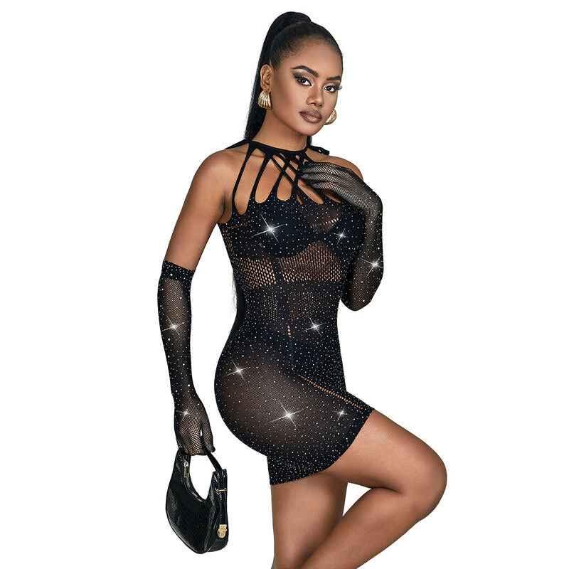 SUBBLIME - 952235 NETZKLEID MIT STRASS SCHWARZ EINHEITSGRÖSSE - Vanelion Paradise