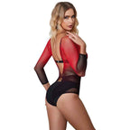 SUBBLIME - 952259 ROTER UND SCHWARZER KLEID MIT LANGEN RMELN UND ELASTISCHEM NETZVERLAUF EINE GRÖSSE - Vanelion Paradise