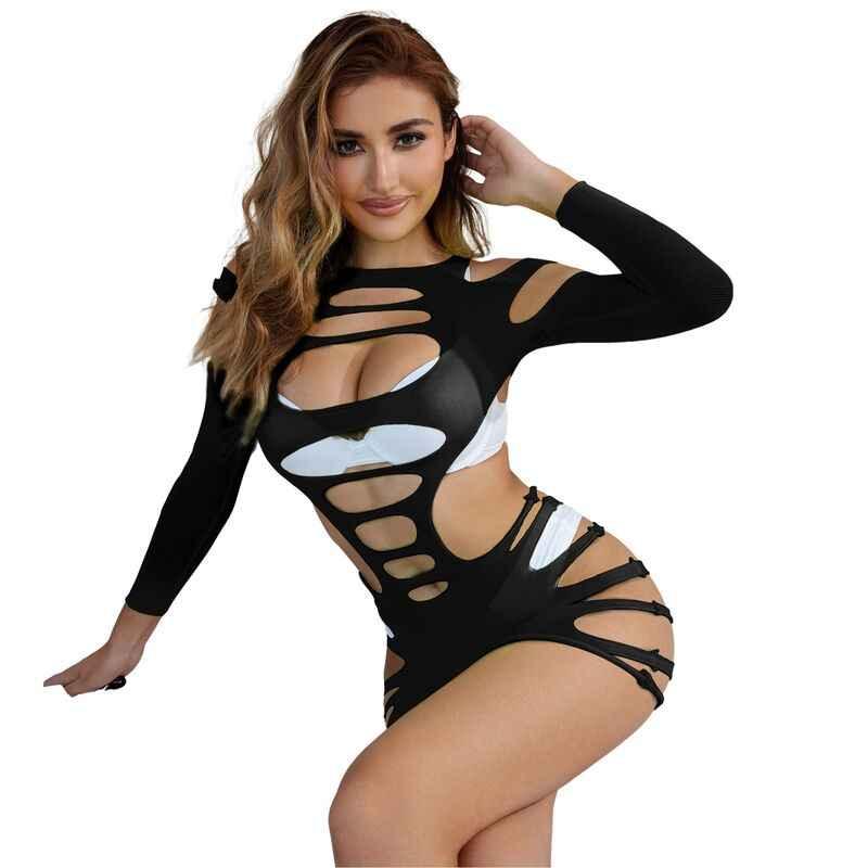 SUBBLIME - 952266 LANGRMELIGER ELASTISCHER NETZ-KLEID SCHWARZ EINE GRÖSSE - Vanelion Paradise