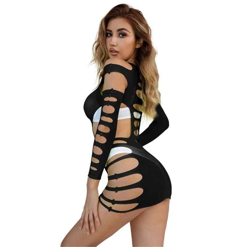 SUBBLIME - 952266 LANGRMELIGER ELASTISCHER NETZ-KLEID SCHWARZ EINE GRÖSSE - Vanelion Paradise