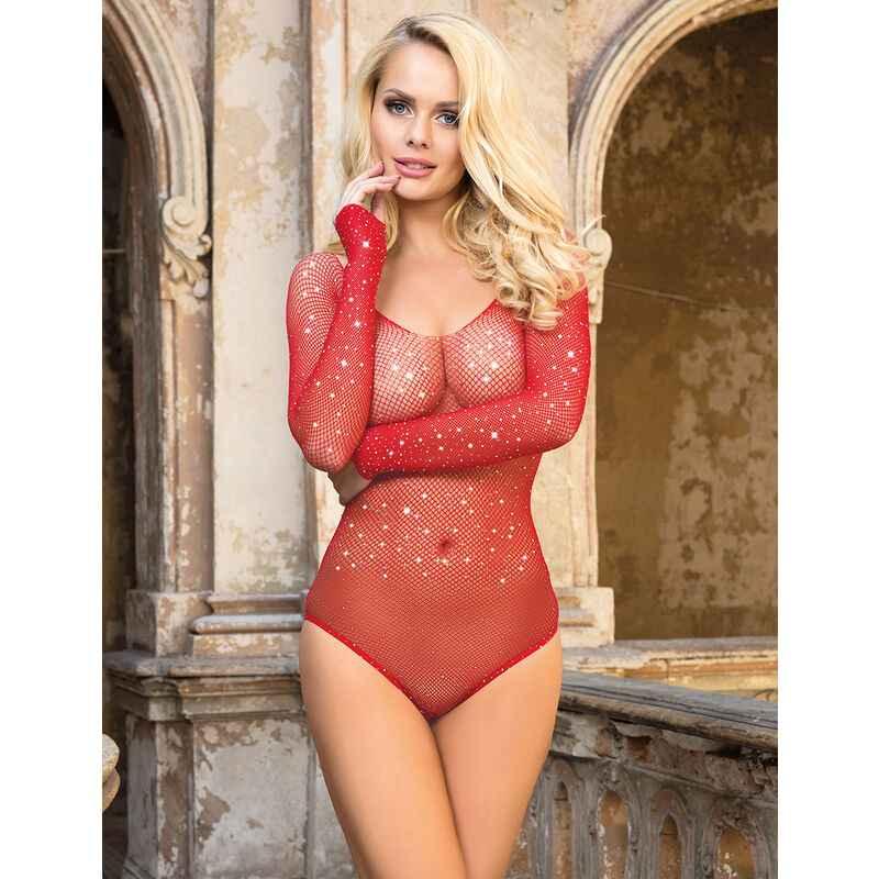 SUBBLIME - 952303 SHINY GRILL BODY MIT OFFENEN SCHULTERN LANGE RMEL ROT EINE GRÖSSE - Vanelion Paradise
