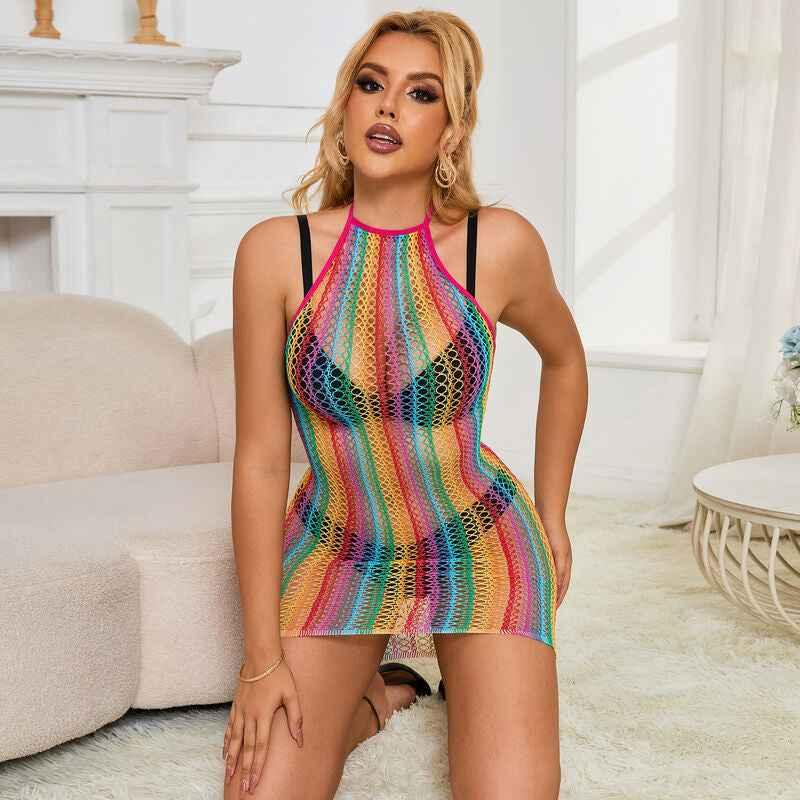 SUBBLIME - 952341 REGENBOGEN-NETZ-KLEID EINE GRÖSSE - Vanelion Paradise