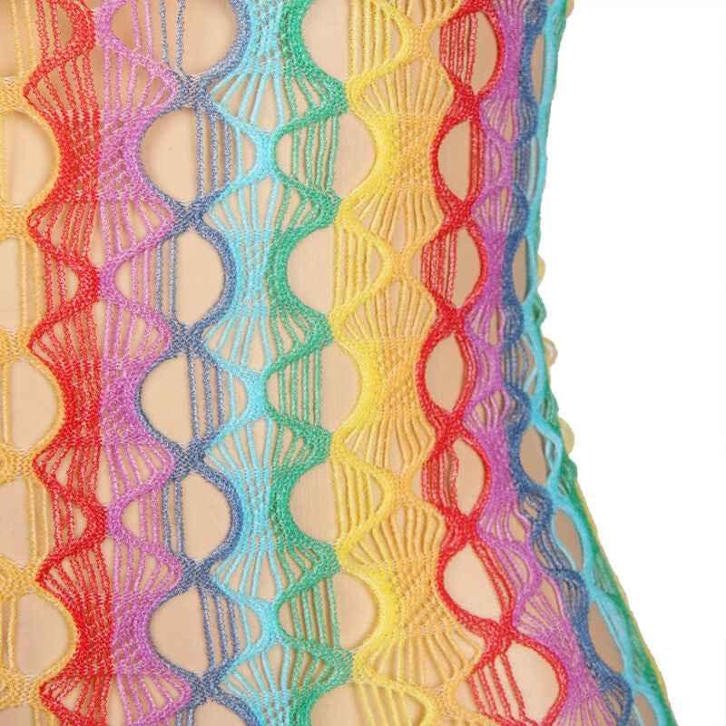 SUBBLIME - 952365 RAINBOW NETZ-KLEID MIT FREIEN SCHULTERN EINE GRÖSSE - Vanelion Paradise