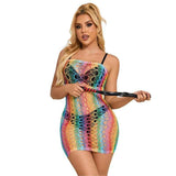 SUBBLIME - 952365 RAINBOW NETZ-KLEID MIT FREIEN SCHULTERN EINE GRÖSSE - Vanelion Paradise