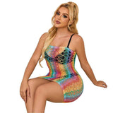 SUBBLIME - 952365 RAINBOW NETZ-KLEID MIT FREIEN SCHULTERN EINE GRÖSSE - Vanelion Paradise