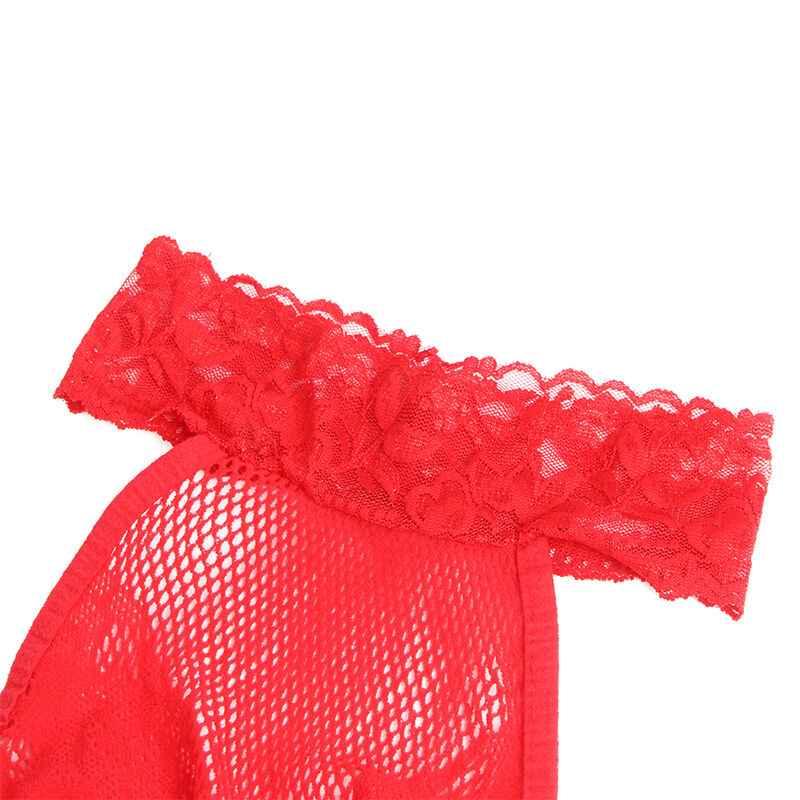 SUBBLIME - 952372 BODYSTOCKING AUS NETZ UND SPITZE MIT HOHER HALS UND OHNE SCHRITT ROT EINE GRÖSSE - Vanelion Paradise