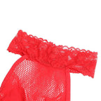 SUBBLIME - 952372 BODYSTOCKING AUS NETZ UND SPITZE MIT HOHER HALS UND OHNE SCHRITT ROT EINE GRÖSSE - Vanelion Paradise