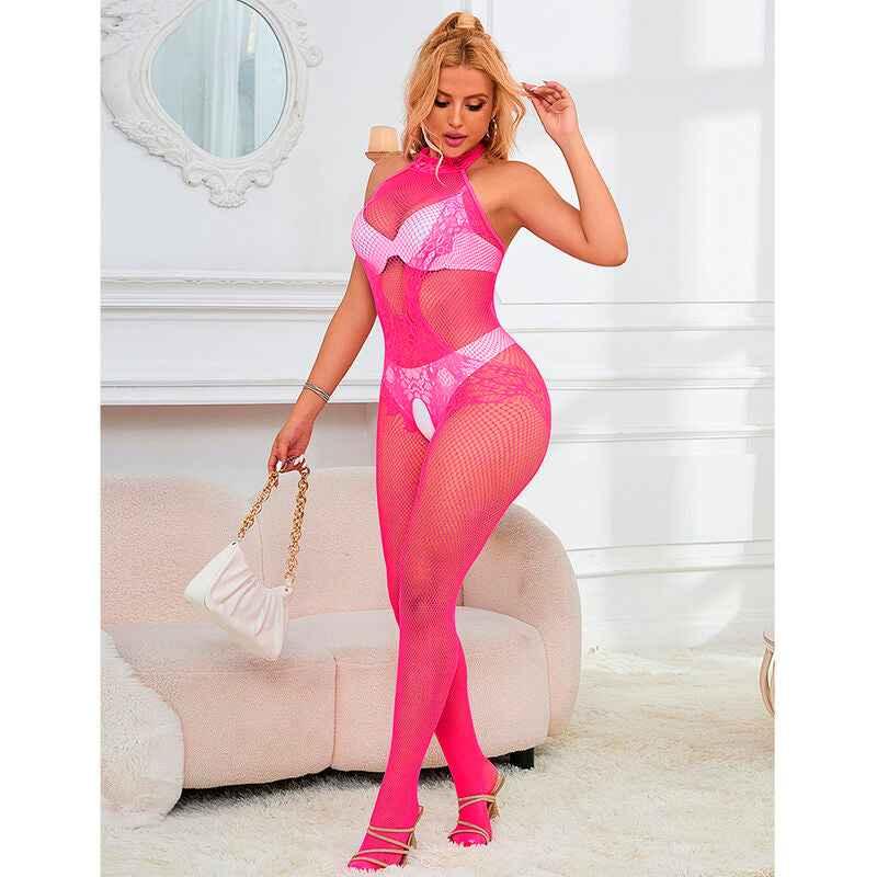 SUBBLIME - 952389 BODYSTOCKING MIT SCHNITTFREIEM NETZ UND SPITZE MIT HOHEM HALS EINE GRÖSSE - Vanelion Paradise