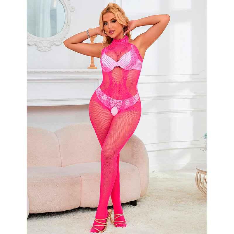 SUBBLIME - 952389 BODYSTOCKING MIT SCHNITTFREIEM NETZ UND SPITZE MIT HOHEM HALS EINE GRÖSSE - Vanelion Paradise