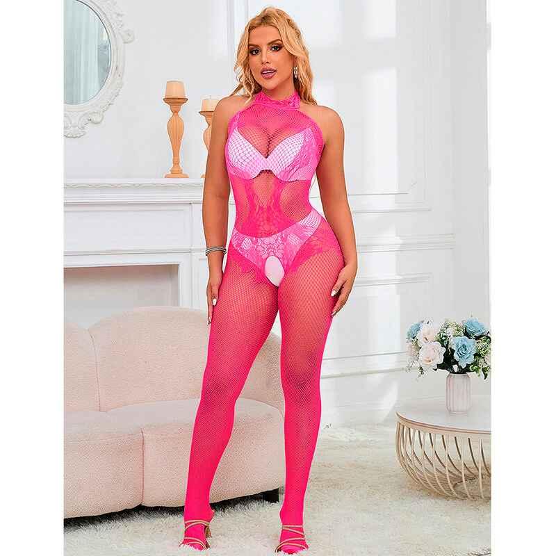 SUBBLIME - 952389 BODYSTOCKING MIT SCHNITTFREIEM NETZ UND SPITZE MIT HOHEM HALS EINE GRÖSSE - Vanelion Paradise