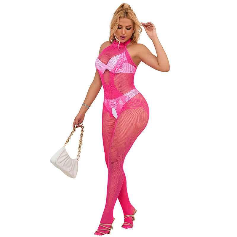 SUBBLIME - 952389 BODYSTOCKING MIT SCHNITTFREIEM NETZ UND SPITZE MIT HOHEM HALS EINE GRÖSSE - Vanelion Paradise