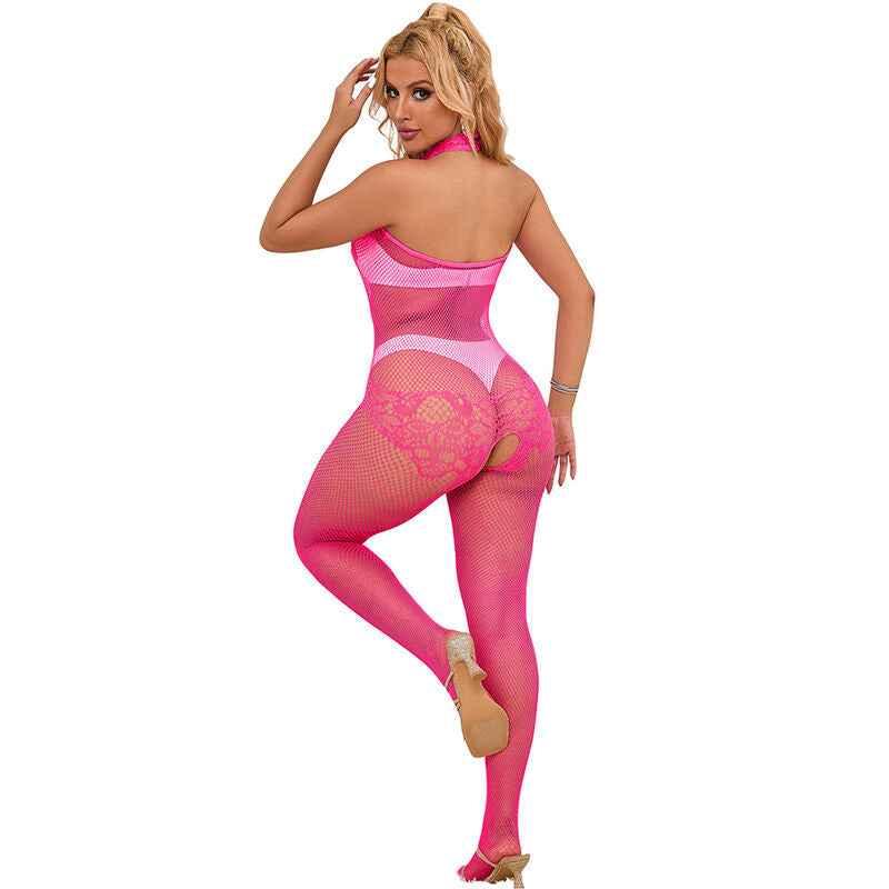 SUBBLIME - 952389 BODYSTOCKING MIT SCHNITTFREIEM NETZ UND SPITZE MIT HOHEM HALS EINE GRÖSSE - Vanelion Paradise