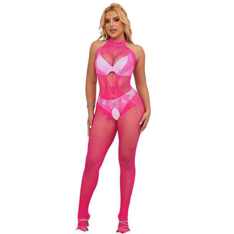 SUBBLIME - 952389 BODYSTOCKING MIT SCHNITTFREIEM NETZ UND SPITZE MIT HOHEM HALS EINE GRÖSSE - Vanelion Paradise