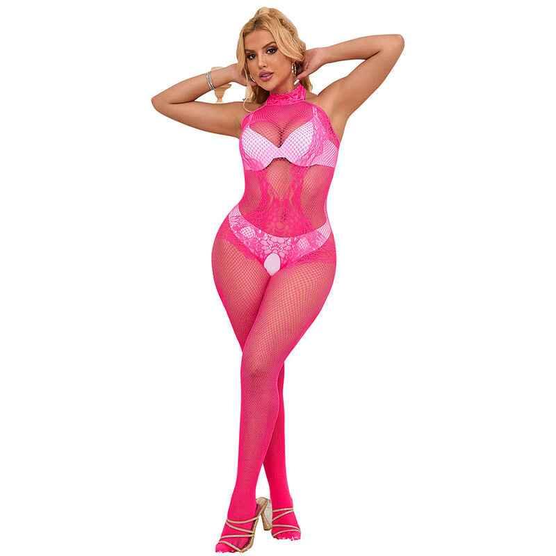 SUBBLIME - 952389 BODYSTOCKING MIT SCHNITTFREIEM NETZ UND SPITZE MIT HOHEM HALS EINE GRÖSSE - Vanelion Paradise