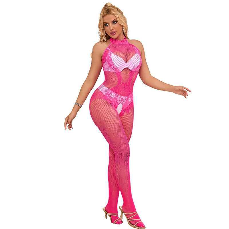 SUBBLIME - 952389 BODYSTOCKING MIT SCHNITTFREIEM NETZ UND SPITZE MIT HOHEM HALS EINE GRÖSSE - Vanelion Paradise