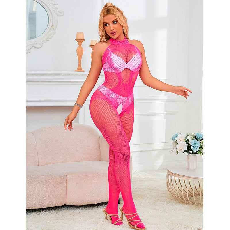 SUBBLIME - 952389 BODYSTOCKING MIT SCHNITTFREIEM NETZ UND SPITZE MIT HOHEM HALS EINE GRÖSSE - Vanelion Paradise