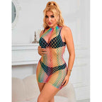 SUBBLIME - 952433 RAINBOW HOHER KRAGEN RMELLOSER NETZ KLEID EINE GRÖSSE - Vanelion Paradise
