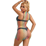 SUBBLIME - 952433 RAINBOW HOHER KRAGEN RMELLOSER NETZ KLEID EINE GRÖSSE - Vanelion Paradise