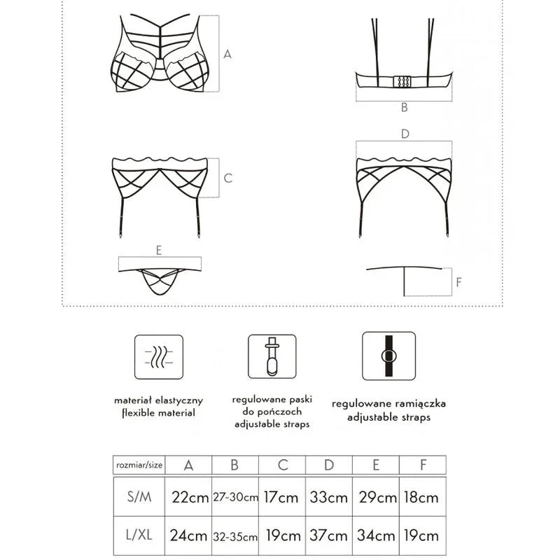Livco Corsetti Soledad – BH, String & Strumpfgürtel S/M - Vanelion Paradise