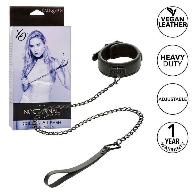 CALEXOTICS - NOCTURNAL HALSBAND & LEINE LEDER VERSTELLBAR SCHWARZ - Vanelion Paradise