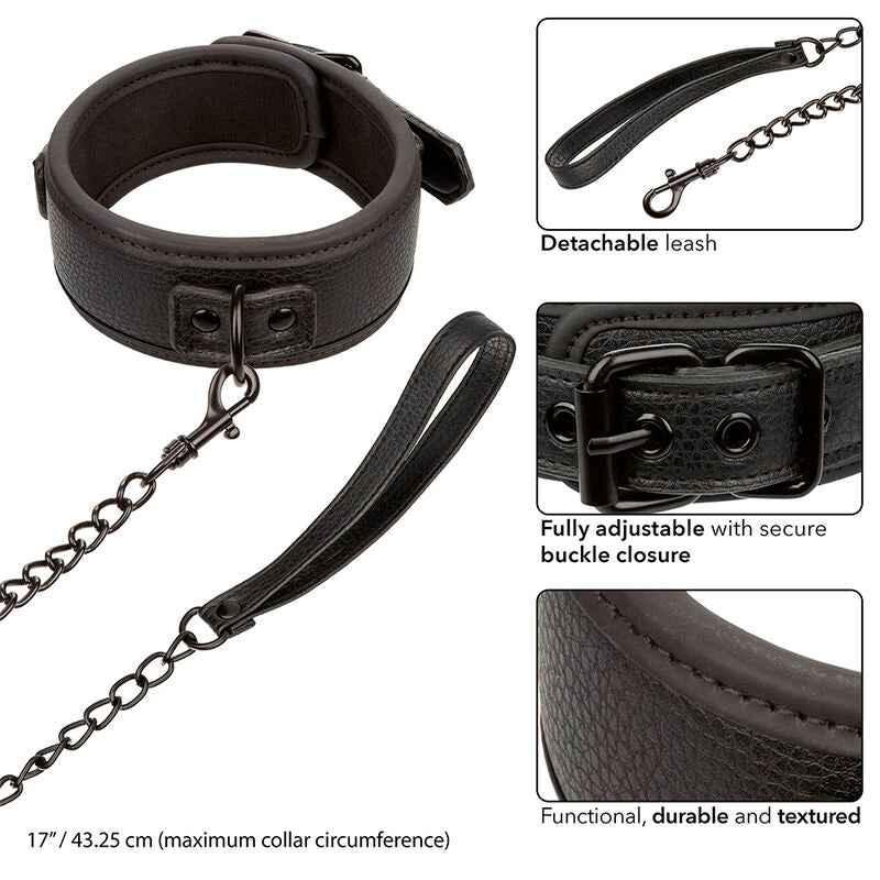 CALEXOTICS - NOCTURNAL HALSBAND & LEINE LEDER VERSTELLBAR SCHWARZ - Vanelion Paradise