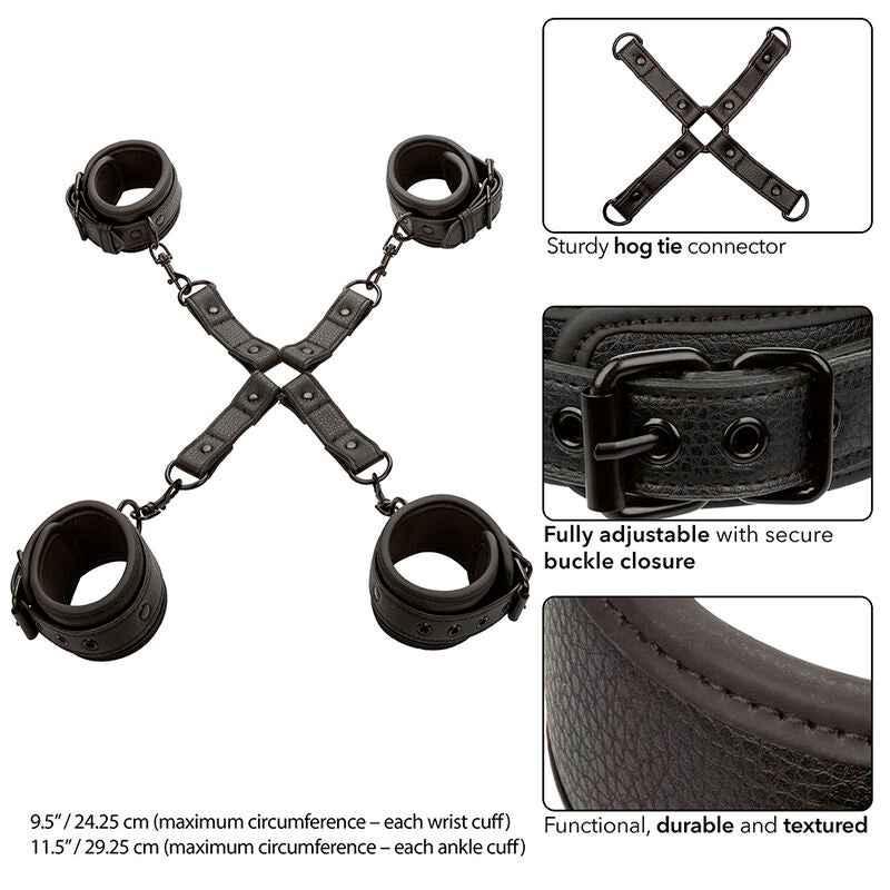 CALEXOTICS - NOCTURNAL HOG TIE CONNECTOR CUERO EINSTELLBAR SCHWARZ - Vanelion Paradise