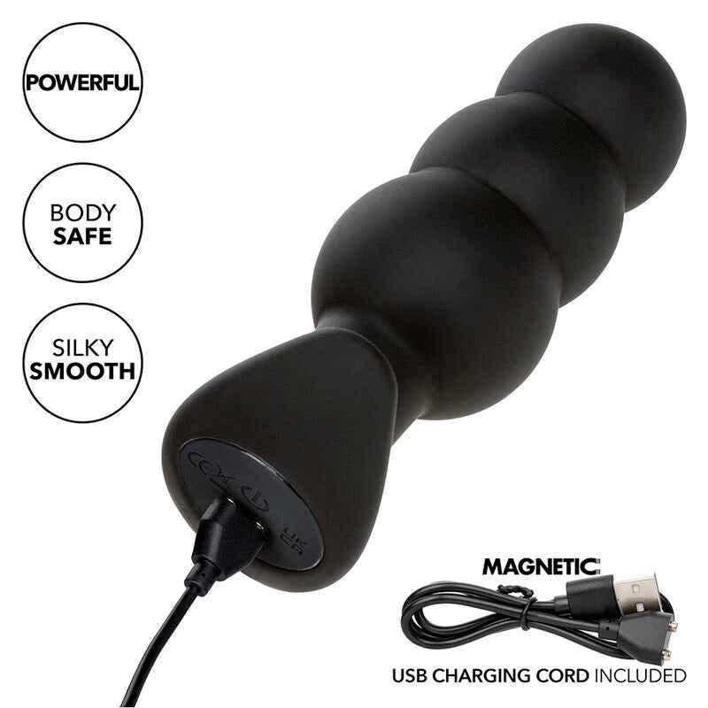 CALEXOTICS - ROCK BOTTOM ANAL PLUG MIT PERLEN 10 VIBRATIONEN SILIKON SCHWARZ - Vanelion Paradise