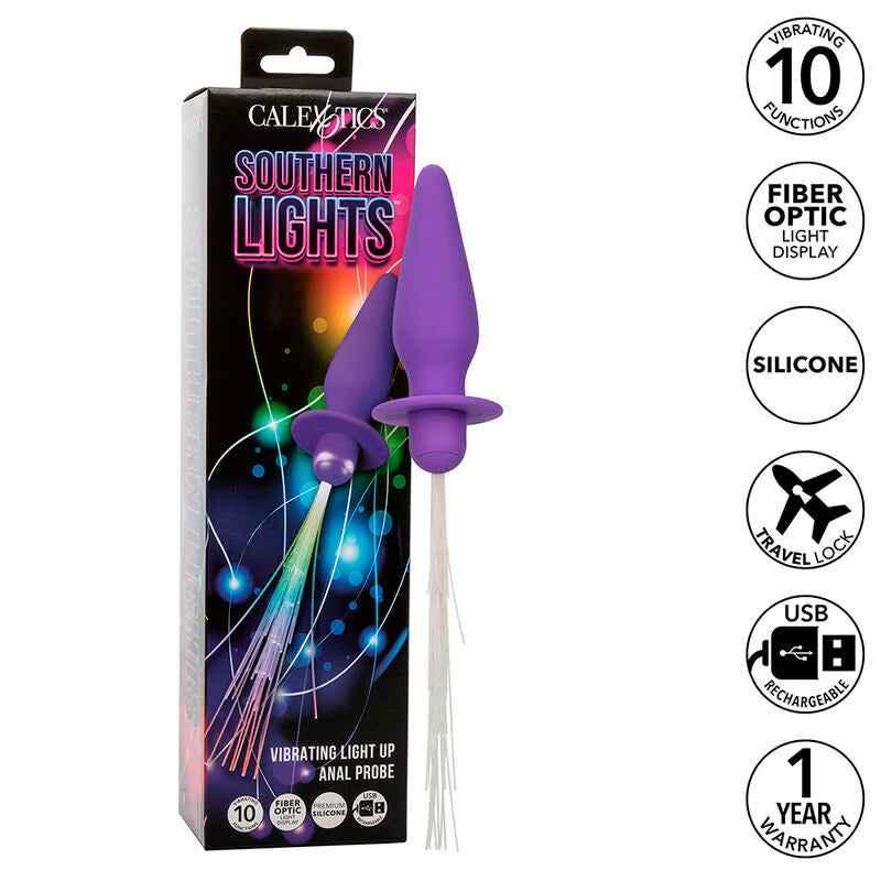 CALEXOTICS - SOUTHERN LIGHTS LIGHT UP LEUCHTENDE ANALSTECKER 10 VIBRATIONEN SILIKON LILA - Vanelion Paradise