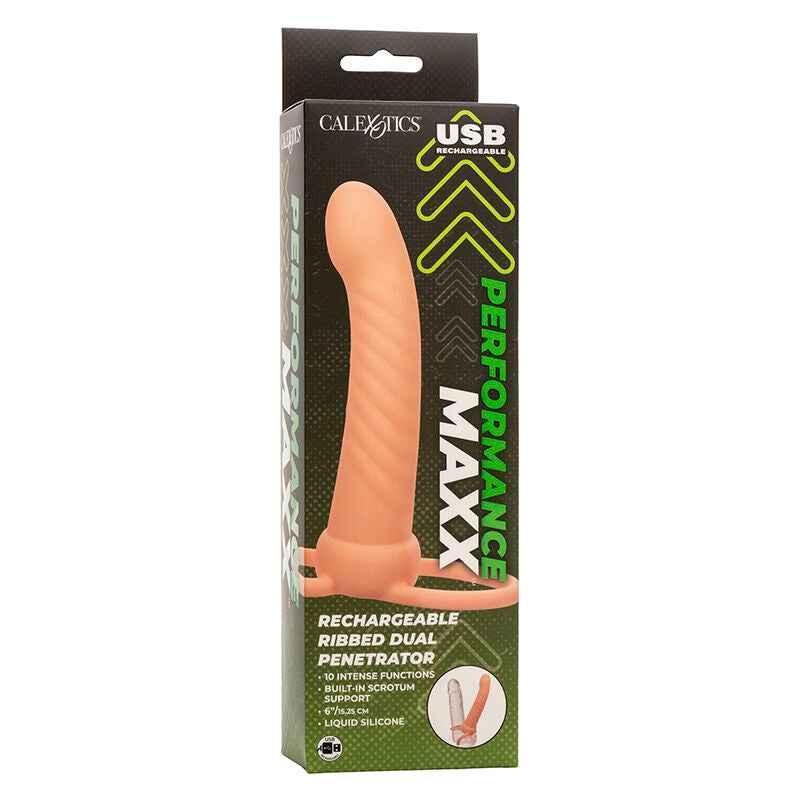 CALEXOTICS - MAXX RIBBED DUAL PENETRATOR 10 VIBRATIONEN FLEISCH - Vanelion Paradise