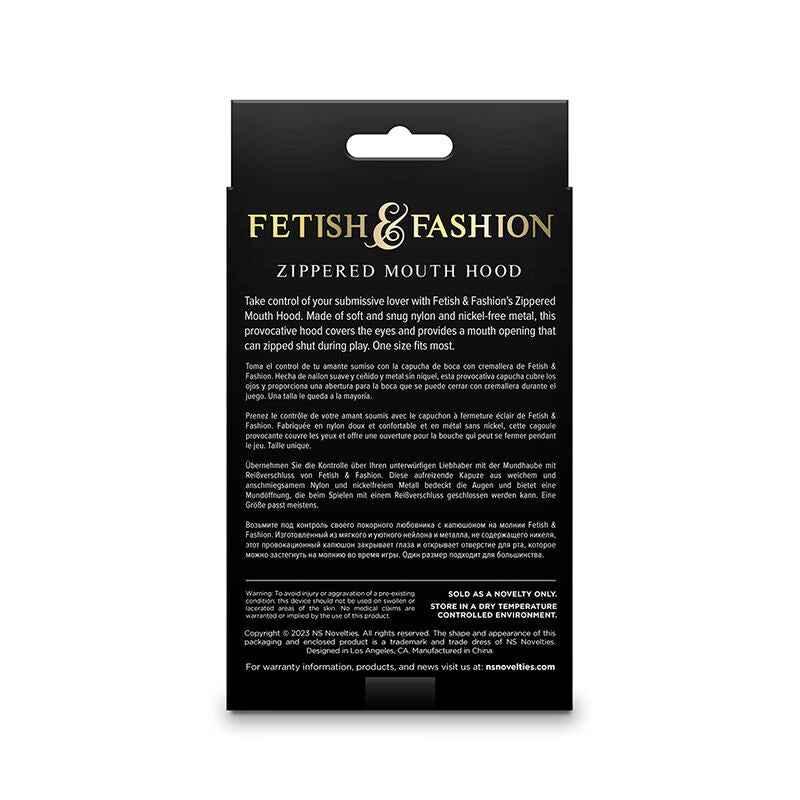 NS NOVELTIES - FETISH & FASHION GESCHLOSSENE MUNDHAUBE MIT REISSVERSCHLUSS NYLON SCHWARZ - Vanelion Paradise