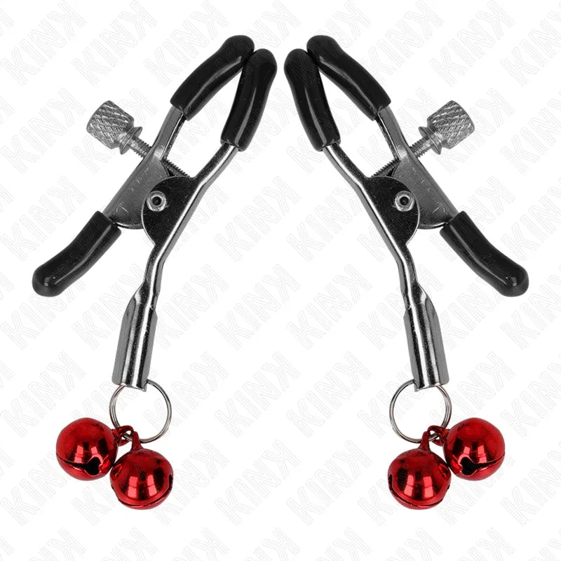 KINK - DOPPELTE GLOCKEN-NIPPELKLAMMERE ROT 6 CM - Vanelion Paradise