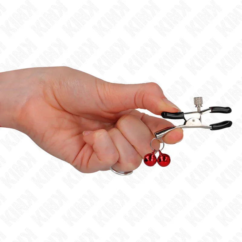 KINK - DOPPELTE GLOCKEN-NIPPELKLAMMERE ROT 6 CM - Vanelion Paradise